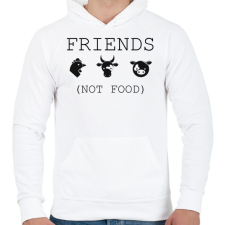 PRINTFASHION FRIENDS, NOT FOOD. - Férfi kapucnis pulóver - Fehér férfi pulóver, kardigán