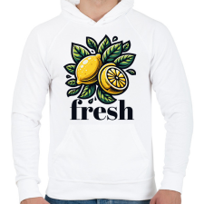 PRINTFASHION Friss citrom - Férfi kapucnis pulóver - Fehér férfi pulóver, kardigán