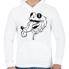 PRINTFASHION Frog with drug - Férfi kapucnis pulóver - Fehér férfi pulóver, kardigán