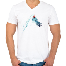 PRINTFASHION From nowhere to nowhere - Férfi V-nyakú póló - Fehér férfi póló
