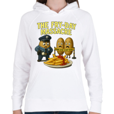 PRINTFASHION Fryday massacre... - Női kapucnis pulóver - Fehér női pulóver, kardigán