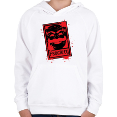 PRINTFASHION Fsociety - Gyerek kapucnis pulóver - Fehér