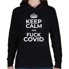PRINTFASHION FUCK COVID2 - Női kapucnis pulóver - Fekete