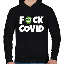 PRINTFASHION FUCK COVID 2 - Férfi kapucnis pulóver - Fekete férfi pulóver, kardigán
