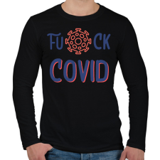 PRINTFASHION Fuck Covid - Férfi hosszú ujjú póló - Fekete férfi póló