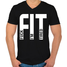 PRINTFASHION Fuck I'm Tired - Férfi V-nyakú póló - Fekete férfi póló
