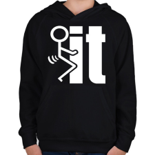 PRINTFASHION FUCK IT  - Gyerek kapucnis pulóver - Fekete gyerek pulóver, kardigán