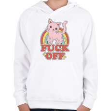 PRINTFASHION Fuck off Cica - Gyerek kapucnis pulóver - Fehér