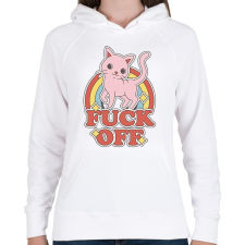 PRINTFASHION Fuck off Cica - Női kapucnis pulóver - Fehér női pulóver, kardigán