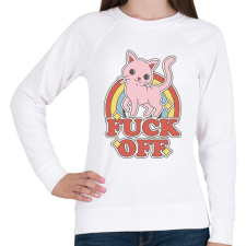 PRINTFASHION Fuck off Cica - Női pulóver - Fehér női pulóver, kardigán