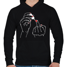 PRINTFASHION fuck off manikur - Férfi kapucnis pulóver - Fekete