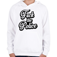 PRINTFASHION fuck the police - Gyerek kapucnis pulóver - Fehér gyerek pulóver, kardigán