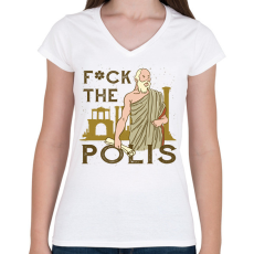 PRINTFASHION Fuck the Polis - Női V-nyakú póló - Fehér