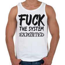 PRINTFASHION FUCK THE SYSTEM 2 - Férfi atléta - Fehér atléta, trikó