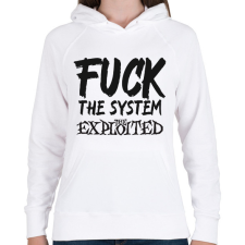 PRINTFASHION FUCK THE SYSTEM 2 - Női kapucnis pulóver - Fehér női pulóver, kardigán