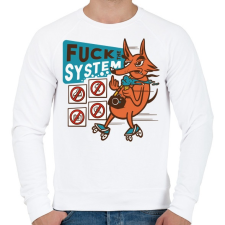 PRINTFASHION Fuck The System - Férfi pulóver - Fehér férfi pulóver, kardigán