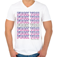 PRINTFASHION Fuck you - Férfi V-nyakú póló - Fehér férfi póló