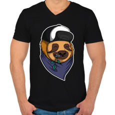 PRINTFASHION Fullcap-es lajhár - Férfi V-nyakú póló - Fekete