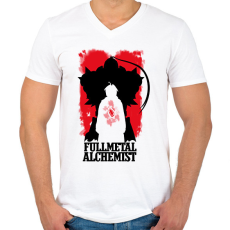 PRINTFASHION Fullmetal Alchemist - Férfi V-nyakú póló - Fehér