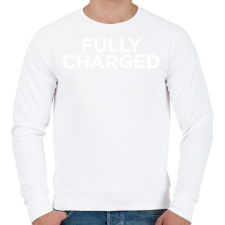 PRINTFASHION Fully Charged (white) - Férfi pulóver - Fehér férfi pulóver, kardigán