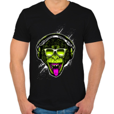 PRINTFASHION Funky majom - Férfi V-nyakú póló - Fekete