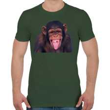 PRINTFASHION Funny Chimpanzee - Férfi póló - Katonazöld férfi póló