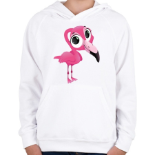 PRINTFASHION Funny Flamingo - Gyerek kapucnis pulóver - Fehér gyerek pulóver, kardigán