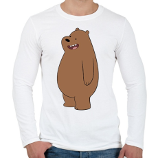 PRINTFASHION Funny Grizzly - Férfi hosszú ujjú póló - Fehér