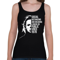 PRINTFASHION Funny Michael Myers Social Distancing - Női atléta - Fekete