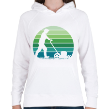 PRINTFASHION Fűnyírás - Női kapucnis pulóver - Fehér női pulóver, kardigán