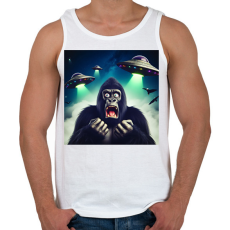 PRINTFASHION Fura cuki ijedt gorilla - Retro UFÓ invázió - Férfi atléta - Fehér
