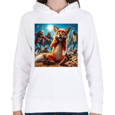 PRINTFASHION Fura cuki vicces ijedt róka - Zombi invázió - Női kapucnis pulóver - Fehér női pulóver, kardigán