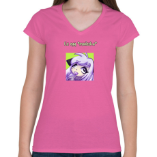 PRINTFASHION Fura ez a macska - Női V-nyakú póló - Rózsaszín