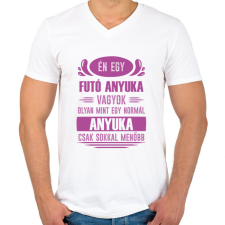 PRINTFASHION Futó anyuka - Férfi V-nyakú póló - Fehér férfi póló