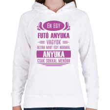 PRINTFASHION Futó anyuka - Női kapucnis pulóver - Fehér női pulóver, kardigán