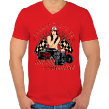 PRINTFASHION Futótűz - Férfi V-nyakú póló - Piros férfi póló