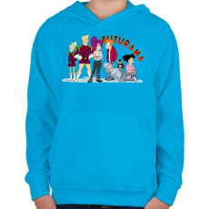 PRINTFASHION Futurama - Gyerek kapucnis pulóver - Azúrkék