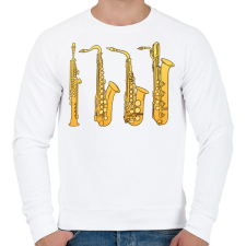 PRINTFASHION Fúvós hangszerek - Férfi pulóver - Fehér férfi pulóver, kardigán