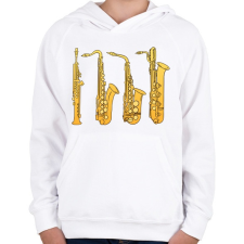 PRINTFASHION Fúvós hangszerek - Gyerek kapucnis pulóver - Fehér gyerek pulóver, kardigán