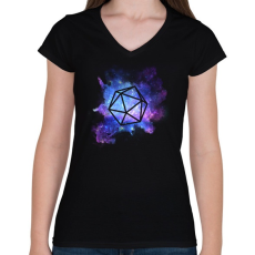 PRINTFASHION Galaxis D20 (Kicsi) - Női V-nyakú póló - Fekete