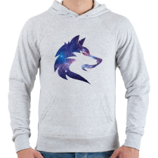 PRINTFASHION Galaxis farkas - Férfi kapucnis pulóver - Sport szürke férfi pulóver, kardigán
