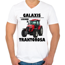 PRINTFASHION Galaxis legjobb traktoros  - Férfi V-nyakú póló - Fehér