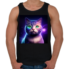 PRINTFASHION Galaxy Cat - Férfi atléta - Fekete
