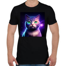 PRINTFASHION Galaxy Cat - Férfi póló - Fekete férfi póló
