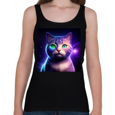 PRINTFASHION Galaxy Cat - Női atléta - Fekete női trikó