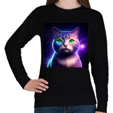 PRINTFASHION Galaxy Cat - Női pulóver - Fekete
