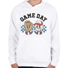 PRINTFASHION Game day - baseball - Gyerek kapucnis pulóver - Fehér gyerek pulóver, kardigán