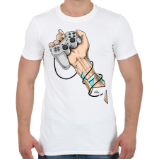 PRINTFASHION Game in hand - Férfi póló - Fehér férfi póló