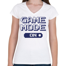 PRINTFASHION Game mode on - Női V-nyakú póló - Fehér női póló