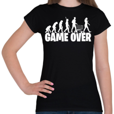 PRINTFASHION Game over evolúció fehér - Női póló - Fekete női póló